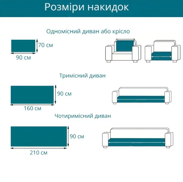 Накидки для меблів чохли на диван та крісла 90х210 сріблясто-сірий - Фото 4 Накидки для меблів чохли на диван та крісла 90х210 сріблясто-сірий - зображення 4