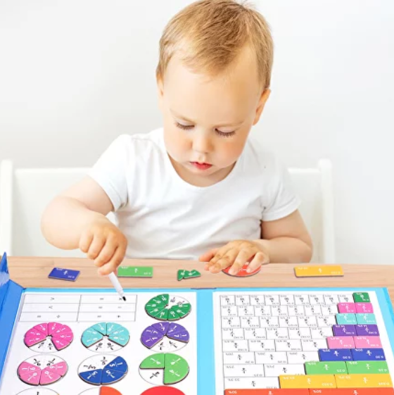 Пособие Fraction Game магнитная книга для детей тренажер по математике в комплекте идет маркер - изображение 2