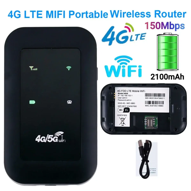 Портативный аккумуляторный роутер модем маршрутизатор 4G LTE Wi-Fi 150Mbps 3G 4G для быстрого доступа в интернет 9.8х5.9х1.5 см (477872-Prob) - изображение 5