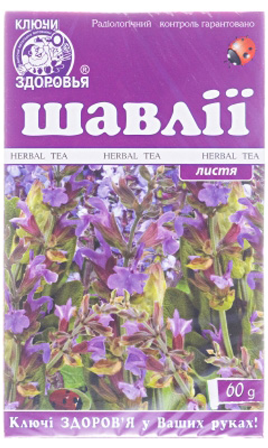 Фіточай Ключі Здоров'я Шавлії листя 60 г (4820072672976) - зображення 1