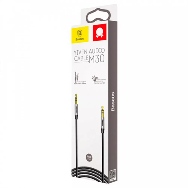 Кабель Aux (1m) Baseus (CAM30-BS1) M30 Yiven Black & Silver — CAM30-BS1 Silver+Black (070h) - изображение 2