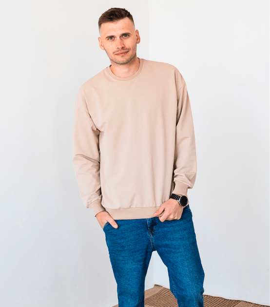 Однотонный свитшот со спущенным плечом - HECTOR - 17533 - XXL - Бежевый ...