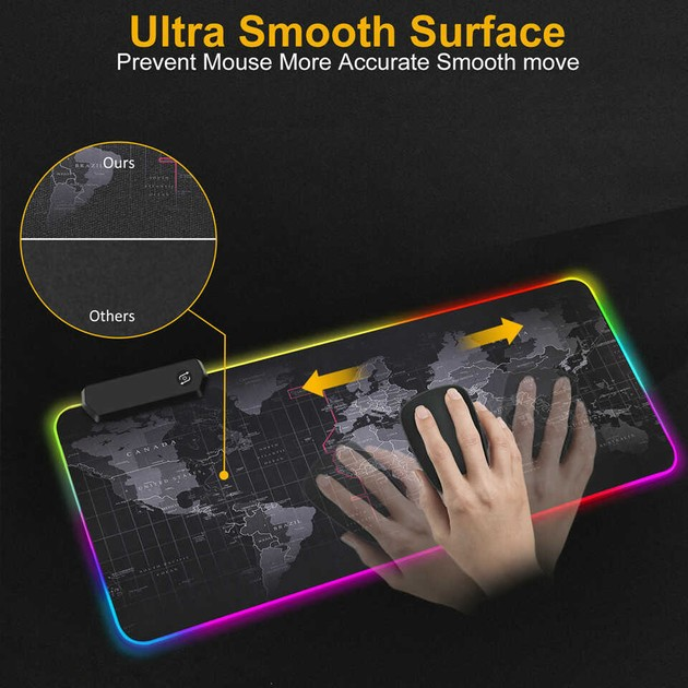 Ігрова поверхня з RGB підсвіткою FeelTouch 800 x 300 мм Black - зображення 4