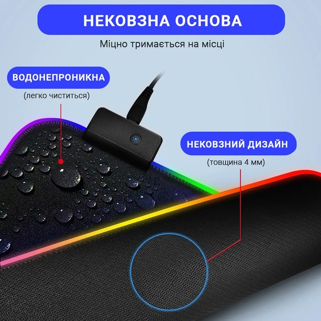 Ігрова поверхня з RGB підсвіткою FeelTouch (24 x 35) Black - зображення 7