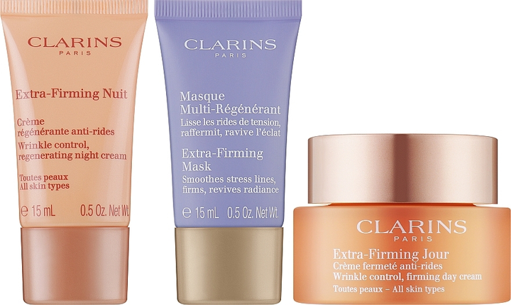 Zestaw do pielęgnacji twarzy Clarins Extra-Firming Krem na dzień 50 ml + Maseczka do twarzy 15 ml + Krem na noc 15 ml (3666057058165) - obraz 1