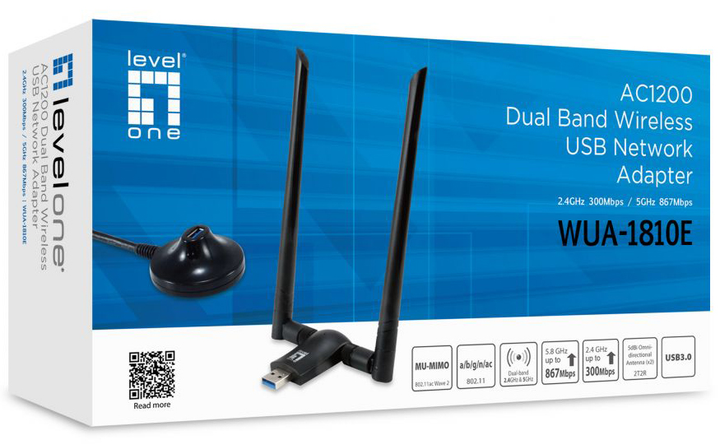 Wi-Fi адаптер LevelOne WUA-1810E AC1200 Dual Band Wireless USB - зображення 3