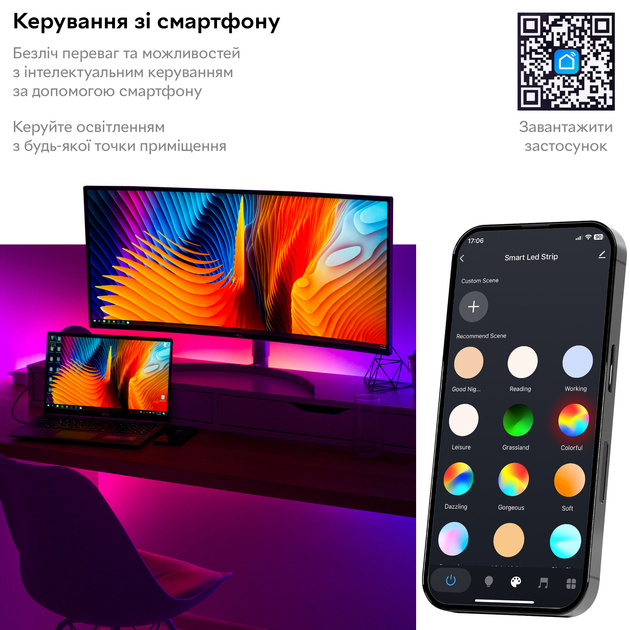 Розумна світлодіодна стрічка RZTK Smart LED 5 RGB - зображення 6