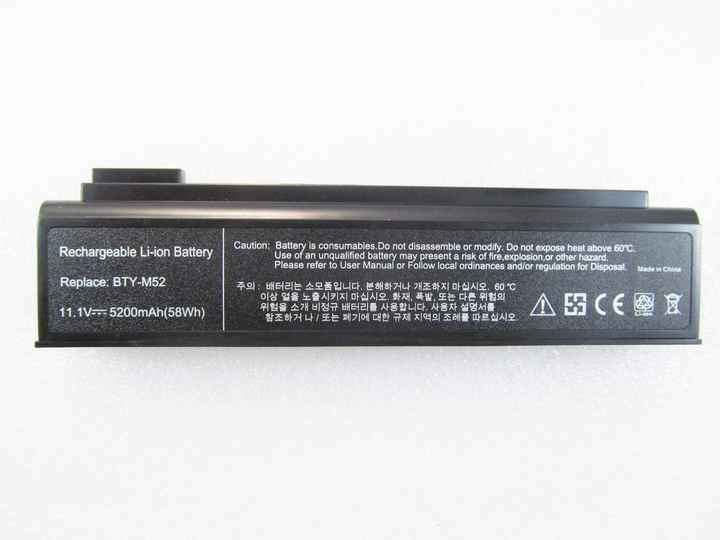 Батарея для ноутбука MSI BTY-M52, 5200mAh, 6cell, 11.1V, Li-ion, черная ...