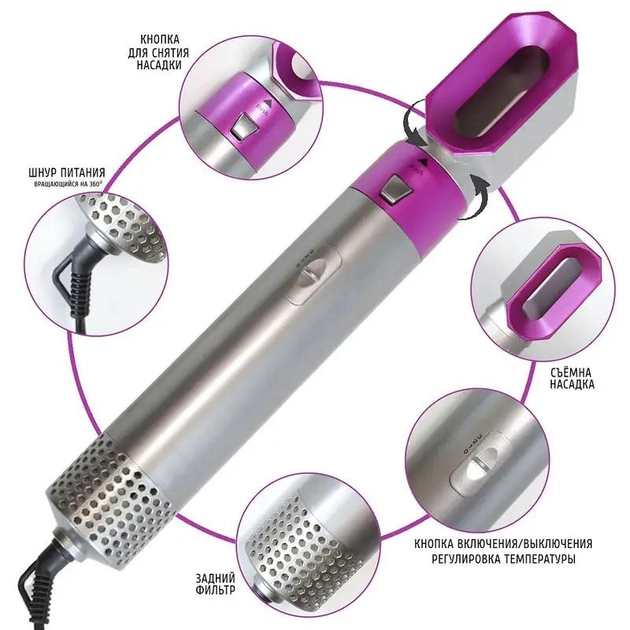 Стайлер фен-щётка Hot air styler 5 в 1 браш расческа в кейсе - изображение 7
