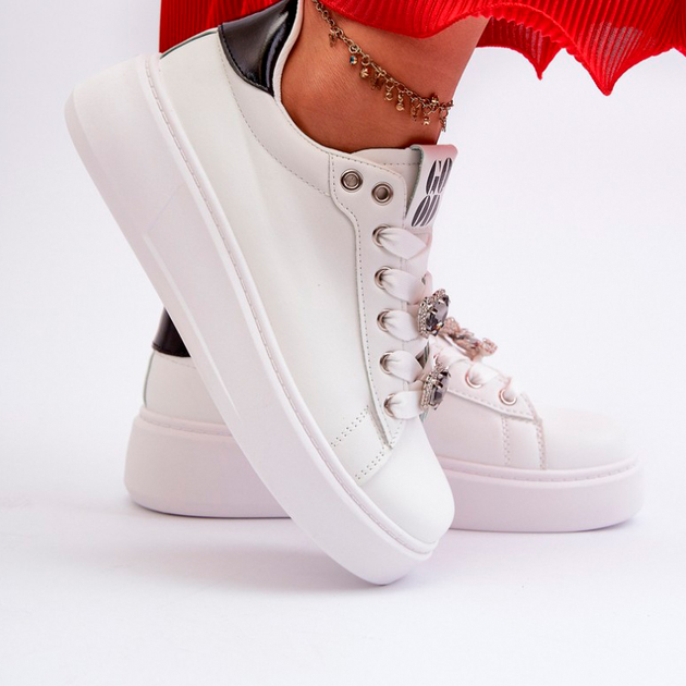 Sneakersy damskie na wysokiej platformie Azamia 37 Białe (5905677192315) - obraz 6