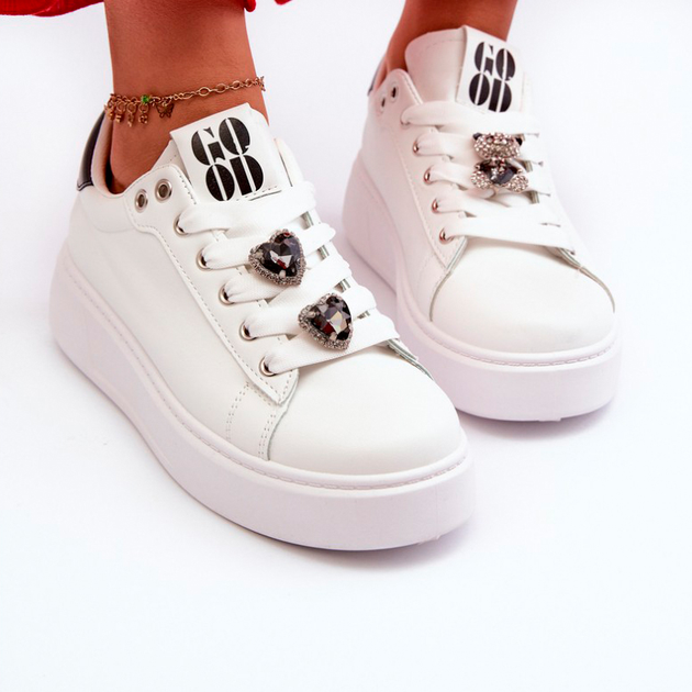 Sneakersy damskie na wysokiej platformie Azamia 37 Białe (5905677192315) - obraz 7