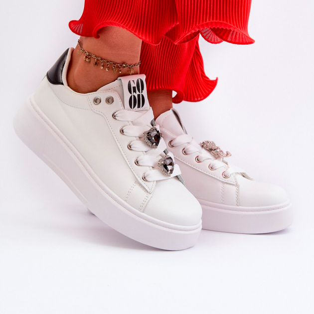 Sneakersy damskie na wysokiej platformie Azamia 40 Białe (5905677192346) - obraz 4