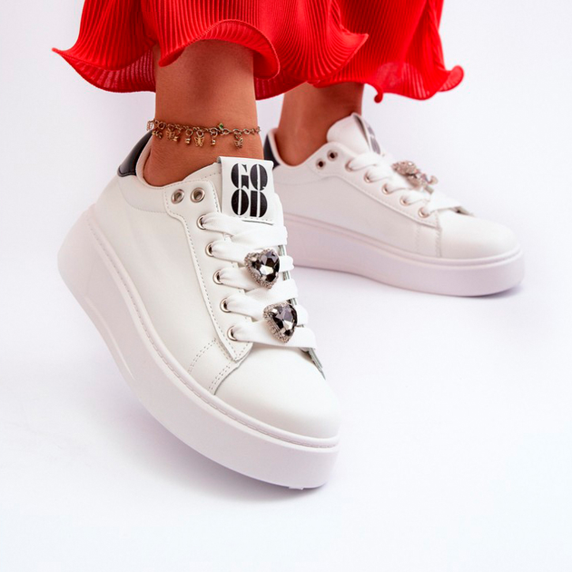 Sneakersy damskie na wysokiej platformie Azamia 40 Białe (5905677192346) - obraz 5