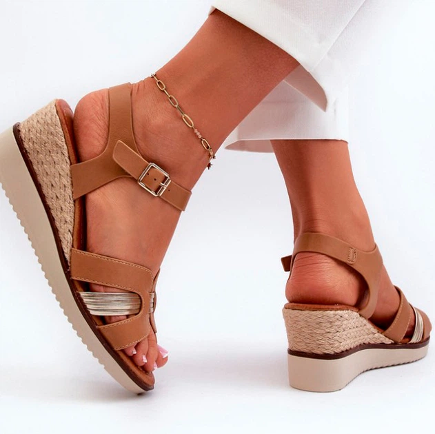 Sandały damskie na koturnie Starlenna 39 Brązowe (5905677182637) - obraz 7