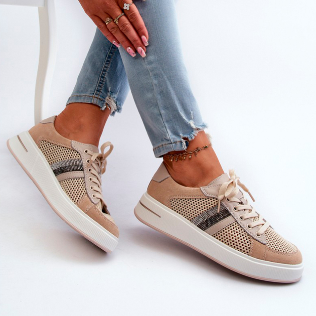 Sneakersy damskie z siatki S.Barski D&A LR110 38 Beżowe (5905677196900) - obraz 7