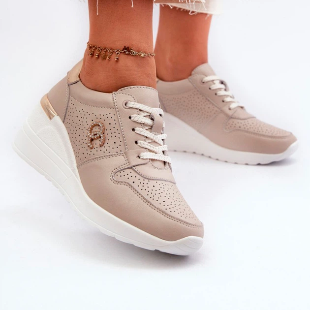 Жіночі снікери S.Barski LR810 39 Бежеві (5905677196795) - зображення 4