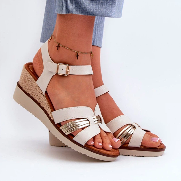 Sandały damskie na koturnie Starlenna 36 Złociste (5905677182545) - obraz 4