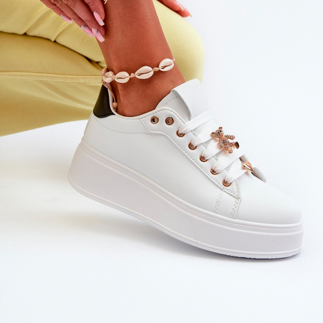 Sneakersy damskie na wysokiej platformie Cavisa 41 Białe (5905677180251) - obraz 3