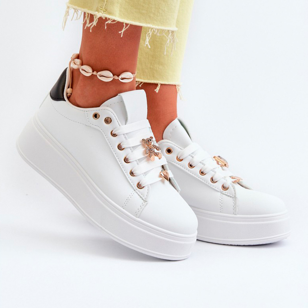 Sneakersy damskie na wysokiej platformie Cavisa 41 Białe (5905677180251) - obraz 4