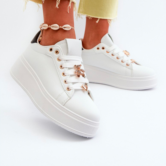 Sneakersy damskie na wysokiej platformie Cavisa 41 Białe (5905677180251) - obraz 5