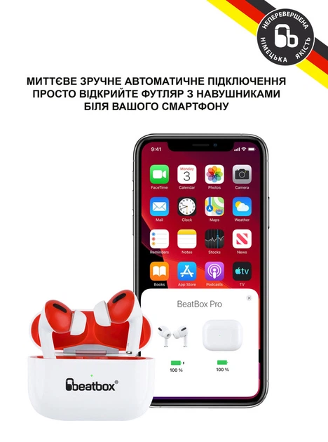 Наушники BeatBox PODS PRO 1 Wireless charging White-red (bbppro1wcwr) - Фото 3 Наушники BeatBox PODS PRO 1 Wireless charging White-red (bbppro1wcwr) - изображение 3