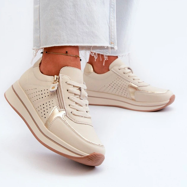 Sneakersy damskie na wysokiej platformie Ligustra 36 Beżowe (5905677168129) - obraz 5
