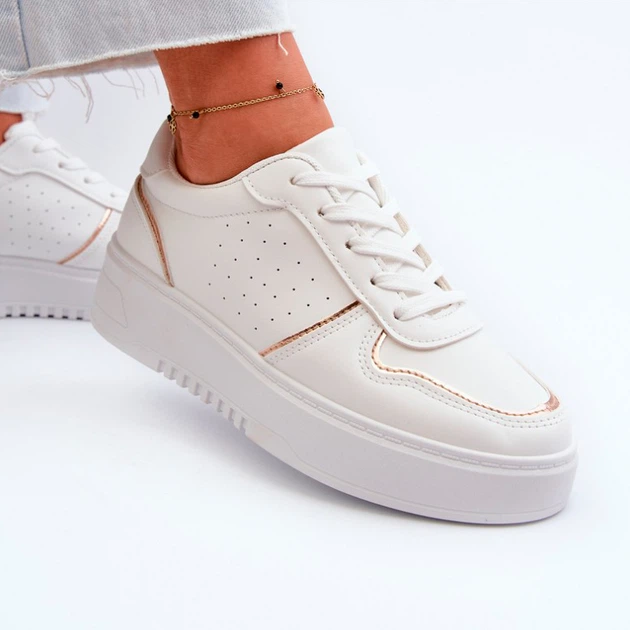 Sneakersy damskie na wysokiej platformie Tessama 38 Białe (5905677172850) - obraz 7