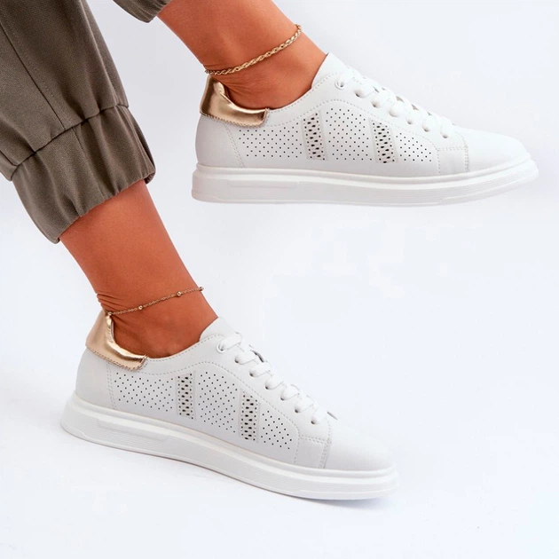 Sneakersy damskie skórzane S.Barski LR760 37 Białe (5905677164978) - obraz 4