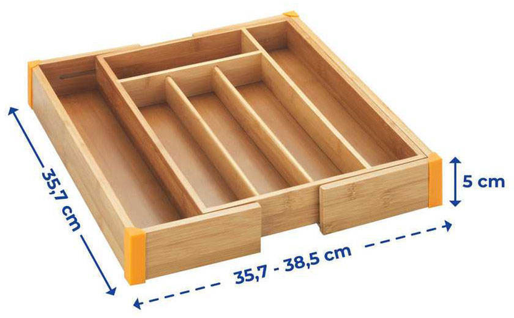 Контейнер для столових приборів Maximex висувний бамбуковий 25.5-38 x 36 x 5 см (4008838581247) - зображення 5