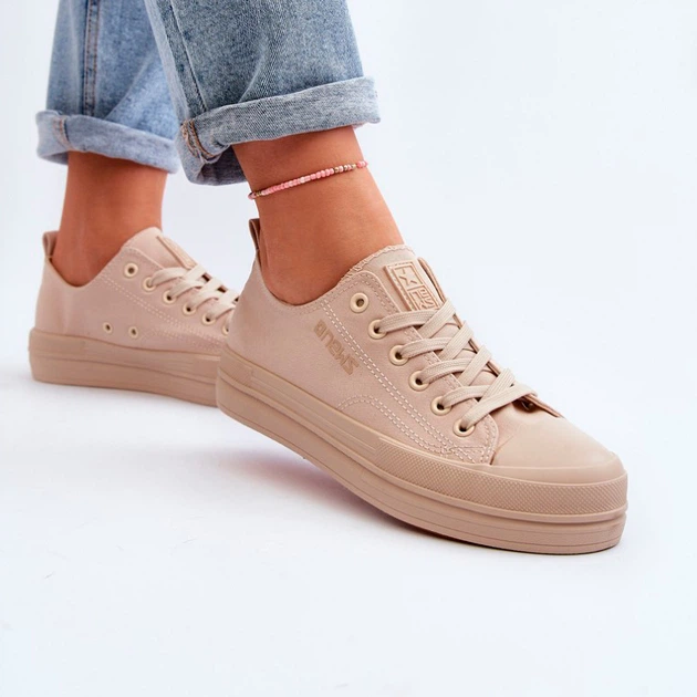 Trampki damskie na platformie Staneva 40 Beżowe (5905677061444) - obraz 3