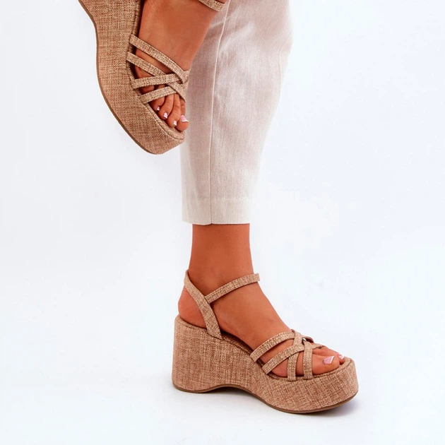 Sandały damskie na koturnie Oporia 38 Beżowe (5905677083392) - obraz 6