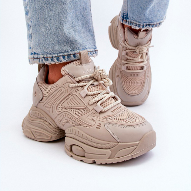Sneakersy damskie na grubej podeszwie GOE NN2N4046 38 Beżowe (5903163998908) - obraz 5