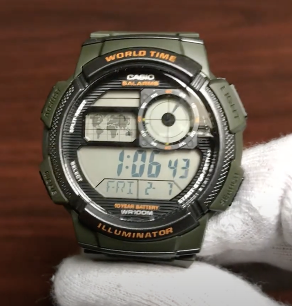 Наручные электронные часы Casio ILLUMINATOR AE-1000W-3AV Часы с влагозащитной 100м Часы casio с гарантией - изображение 2