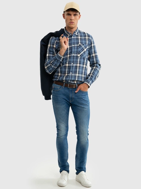 Сорочка бавовняна чоловіча Big Star Meroli 401 XL Синя (5900714768836) - зображення 3