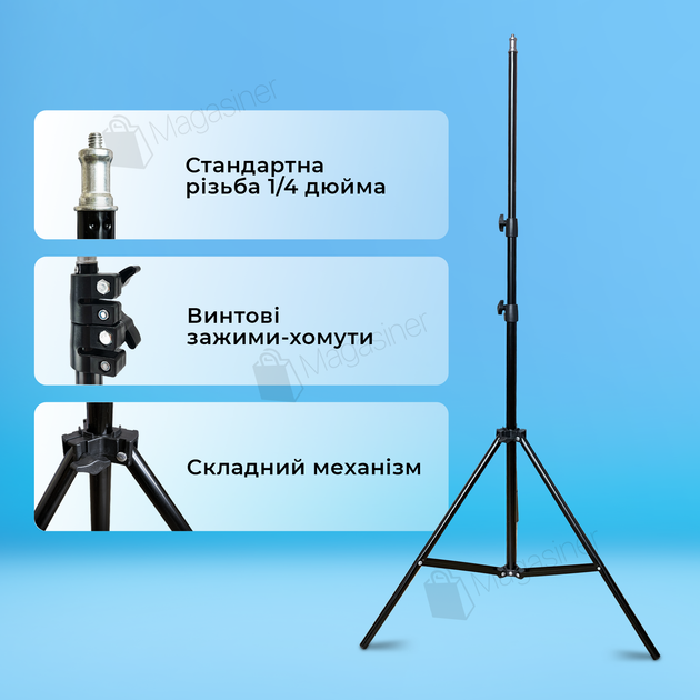 Штатив з тримачем для телефону до 8,5см і кулястим механізмом 360 градусів (2355) - зображення 4