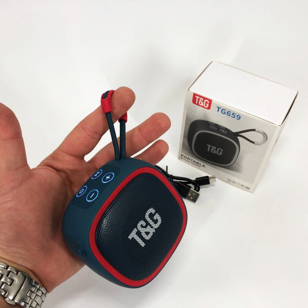 Портативна бездротова колонка TG659, Bluetooth, blue с ремешком (080h-blue) - изображение 4