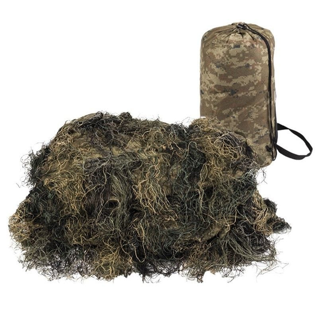 Маскувальна сітка MIL-TEC Ghillie Cover Anti Fire 140x100 см Woodland (11962220) - изображение 1