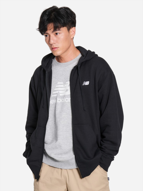 Толстовка на флисе, на молнии мужская New Balance Sport Essentials Full Zip MJ41502BK L Черная (197375352664) 