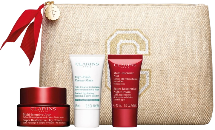 Набір для догляду за обличчям Clarins Multi-Intensive Денний крем 50 мл + Нічний крем 15 мл + Крем-маска 15 мл + Косметичка (3666057270383) - зображення 2