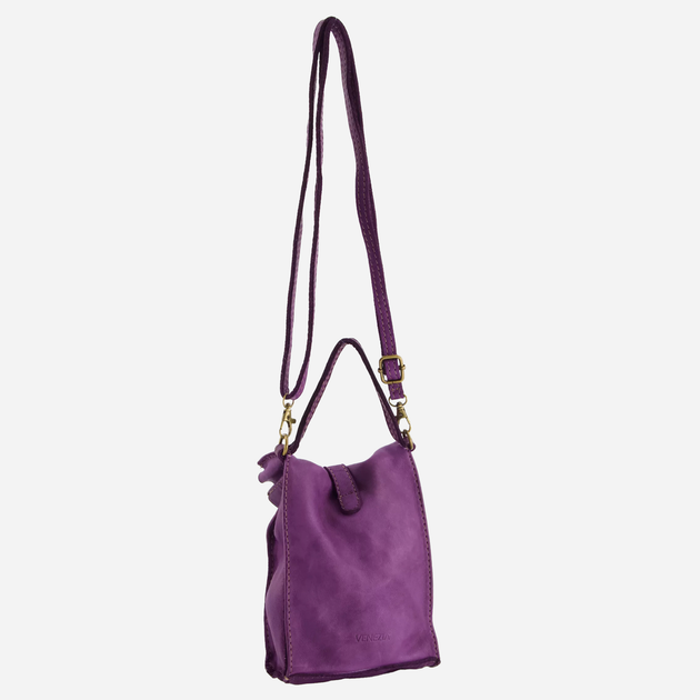 Torebka crossbody damska ze skóry naturalnej Venezia D002LEPUTOR176 Fioletowa (5906140573440) - obraz 3
