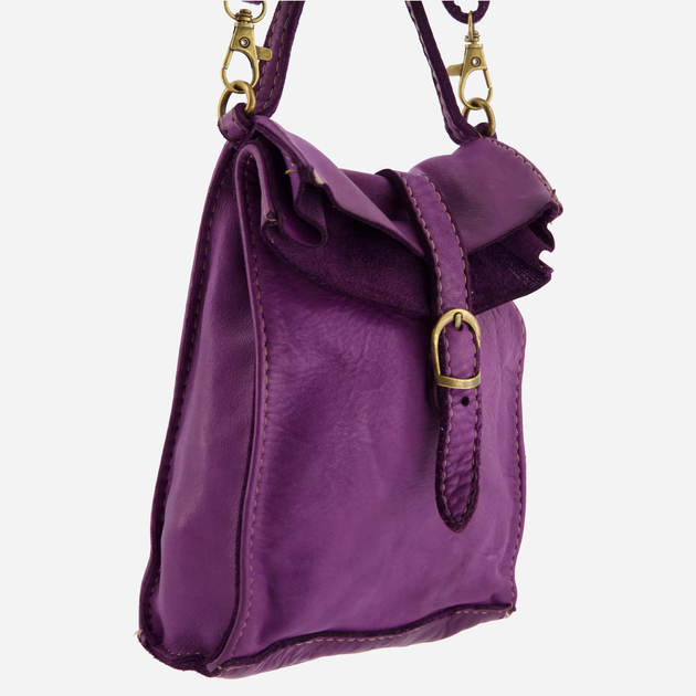 Torebka crossbody damska ze skóry naturalnej Venezia D002LEPUTOR176 Fioletowa (5906140573440) - obraz 4