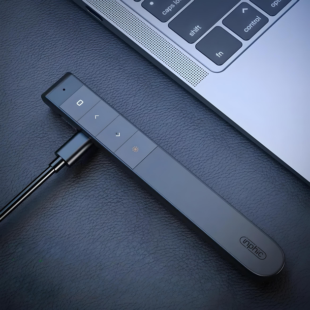 Пульт презентер INPHIC PL1 для презентацій, з USB2.4G, на акумуляторі, з лазерною указкою, чорний - зображення 5