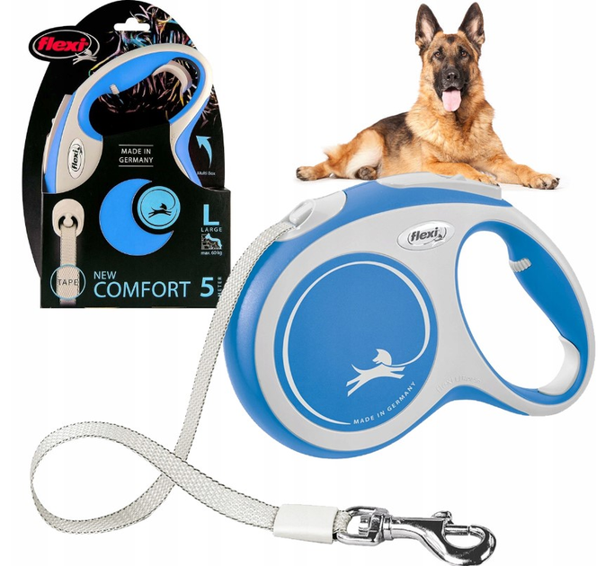 Smycz dla psa Flexi New Comfort 5 m 60 kg L 06-2082 Niebieska (4000498043714) - obraz 4