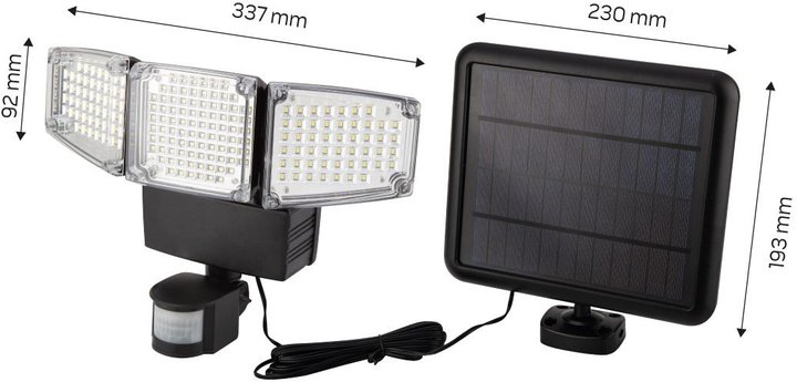 Lampka solarna NEO Tools naścienna potrójna 1000 lm 99-089 (5907558465860) - obraz 6