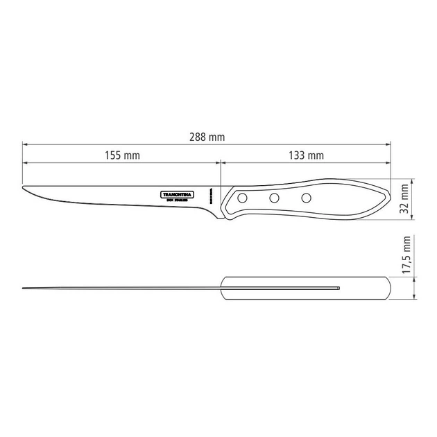 Кухонний ніж Tramontina Churrasco Polywood Fillet 152 мм Червоне Дерево (21188/176) - зображення 4