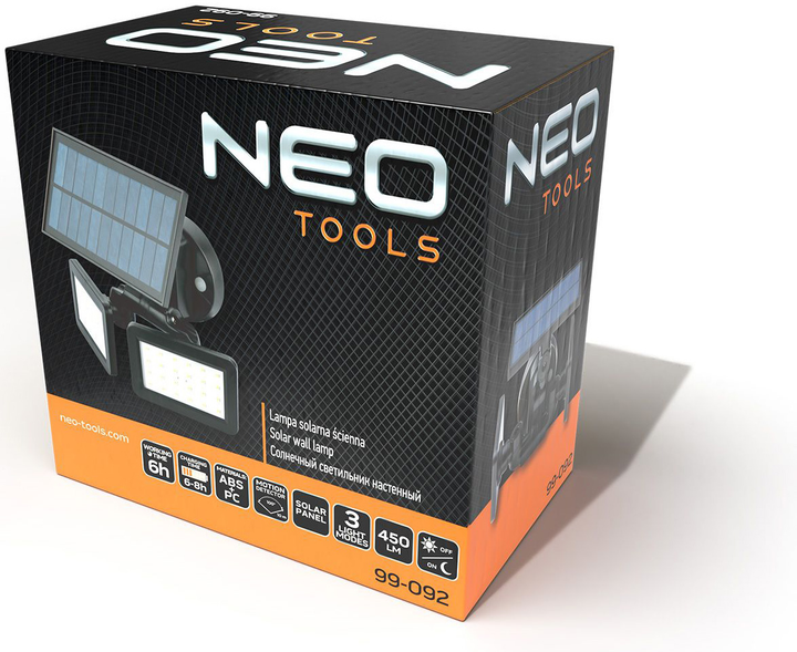 Lampka solarna NEO Tools naścienna SMD LED 450 lm 99-092 (5907558469530) - obraz 8