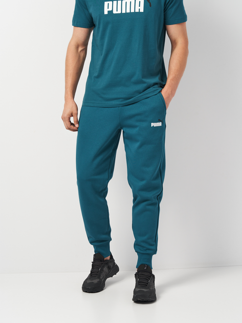 Акція на Спортивні штани чоловічі Puma Ess+ 2 Col Logo Pants 58676708 XXL Зелені від Rozetka