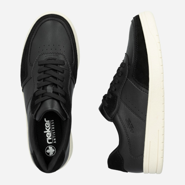 Sneakersy męskie skórzane RIEKER B7806-00 45 (10.5UK) 30 cm Czarne (4061811302369) - obraz 10