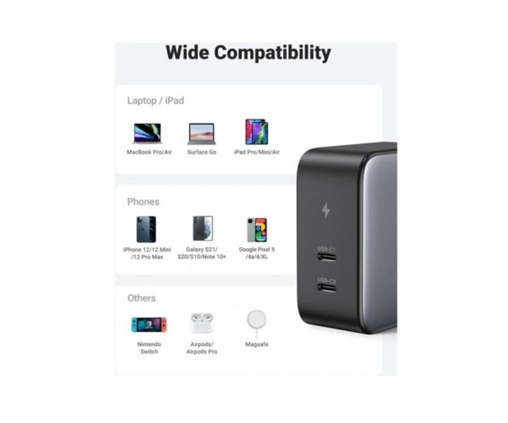 Зарядний пристрій UGREEN CD254 100W Smart Charger євро вилка (50327) - зображення 6
