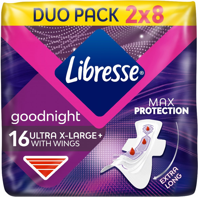 Прокладки гігієнічні Libresse Ultra Goodnight X-Large Нічні 7 крапель 16 шт (7322540984217) - зображення 1